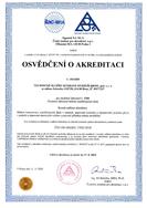 Certifikát: Osvědčení o akreditaci, strana 1
